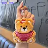 Lindo Oso de Peluche Sentado Colgante Muñeco de Oso de Dibujos Animados Colgante de Llavero Regalo para Estudiante Llavero