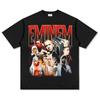 Camiseta de Manga Curta Estampada Hip-hop Retro Americano Cross-border Eminem Moletom com Capuz Gola Careca Pesado