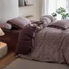 Conjunto de cuatro piezas de gasa de doble capa, 100% algodón, tipo A con botones, funda de edredón de algodón puro, juego de ropa de cama para dormitorios de estudiantes, juego de tres piezas