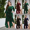 Vestido Formal de Terciopelo Super Largo con Mangas de Siete Puntos y Dobladillo Alto-Bajo para Mujer Tallas Grandes de Amazon