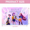 Fundo popular transfronteiriço rosa e roxo com tema de bruxa para decorações de festa de aniversário, banner, cortina para pendurar na parede