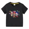 2023 roupas infantis transfronteiriças camiseta infantil de verão de manga curta meninos e meninas desenho animado camiseta básica bebê camiseta de meia manga top da moda