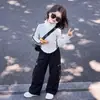 Conjunto de Sudadera con Capucha y Cárdigan para Niña Estilo Coreano Casual Nueva Moda Ropa Deportiva para Niña Pantalones de Trabajo Conjunto de Dos Piezas