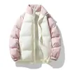 Invierno Nuevo Estilo 2026 Cuello Alto Chaqueta de Algodón Jinjiang Ropa de Algodón Relleno Hombres Color Americano Bloque de Color Cuello Alto Ropa de Algodón Ropa de Invierno para Parejas
