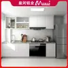 Gabinetes de Cocina de Aleación de Aluminio Personalizados Modernos Simples Gabinetes de Cocina Abiertos Gabinete Combinado con Encimera de Piedra Nano Integrada para Estufa