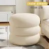 Banqueta Pequena de Abóbora com Almofada Macia para Uso Doméstico, Estilo Sala de Estar, Banqueta Baixa para Mesa de Chá/Jantar, Banqueta Robusta para Trocar Sapatos de Adulto, Presente de Madeira