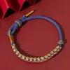 Pulsera tejida a mano de Xizang con Nudo de Flor de Melocotón de la Fortuna de Cinco Vías, Cuerda Multicolor Estilo Étnico, Pulsera de Cuerda Roja de la Montaña Wutai