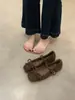 Sapatos Quentes Forrados com Lã para Aumento Interno para Mulheres Inverno 2025 Retro Uma Linha Lã Laço Mary Jane