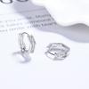 Aretes Poligonales Envolventes de Tres Capas de Plata Esterlina 925 para Mujer, Moda Distintiva, Aretes Poligonales, Joyería de Nicho Elegante para las Orejas