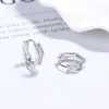 Pendientes de Polígono Envolvente de Tres Capas para Mujer Plata de Ley 925 Distinctivos Ins Aro de Oreja Estilo Frío Elegante Joyería para Oreja