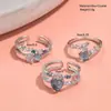 Conjunto de Anillos de Zirconia Luna Azul Amor Transfronterizo Anillo Pulsera Personalizado para Mujer Lujo Ligero Diseño de Nicho Venta al por Mayor