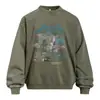 Moletom com Capuz Redondo Estampa Graffiti de Letras Masculino Primavera e Outono Solto Tendência Streetwear Americana ins Quente Pulôver com Estampa de Flores