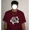 Camiseta de manga corta de moda con estampado de gato de diseñador para hombre, verano hip-hop corte holgado, talla grande casual top de media manga para pareja