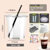 Taza de Café Desechable Bebida Casera Bebida Caliente y Fría Taza de Plástico PET Empaquetada para Llevar Taza DIY de Té con Leche con Tapa