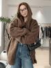 Chamarra Sudadera con Capucha Estilo Perezoso Holgada Talla Grande para Mujer Otoño e Invierno Nueva Aspecto Adelgazante para Gorditas mm Cárdigan de Punto Largo