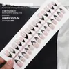Puntas de Uñas de Comercio Exterior de Alta Calidad en Color Té con Leche Nude, Borde Francés Negro Puro Minimalista, Uñas Portátiles Hechas a Mano que Mejoran el Cutis, Pegatinas para Uñas Postizas