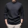 2024 outono e inverno novo masculino jovem e meia-idade fina imitação lã suéter meia gola alta suéter quente cor sólida suéter