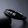 Pulsera tejida de cuero multicapa de moda para hombre, Pulsera personalizada de acero inoxidable de moda con hebilla para mujer, Joyería de lujo ligero con sensación de alta gama