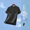 Camiseta de manga corta para hombre, talla europea, estilo verano, seda de hielo fina, manga media, cuello redondo, popular en el comercio exterior transfronterizo