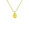 Acero de titanio chapado en oro real de 18 quilates temperamento retro flor pequeña collar flor simple redondo marca accesorios de cadena para la clavícula europea y americana ins
