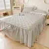 Faldón de cama acolchado de algodón puro Clase A, pieza única, que oculta la base, nuevo modelo 2026, sábana bajera de algodón con borde de faldón