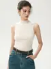 Camisola de punto fino de 18 agujas 100% lana pura Yangzi para mujer, chaleco fino sin mangas, camiseta interior tipo tank top