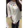 Camiseta de Algodão Puro de Manga Curta Feminina Nicho Estampada Meia-manga Top Roupas Tendência Street Pulôver Menina Plus Size Verão