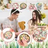 36 Piezas de Decoraciones de Pascua de Madera Vintage, Coronas de Conejo y Huevo, Decoraciones para Fiestas en Casa