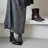 2025 Nuevo Estilo Otoño Punta Afilada Tacón Grueso Botines Cortos Botas de Tacón Alto para Mujer Botines Cortos Ajustados Botas de Caballero Versátiles de Moda