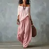 2026 Nuevo Conjunto Casual de Pantalones Largos Anchos de Moda Off-Shoulder con Bloques de Color de Amazon