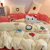 Invierno Espesado Toalla Bordada Terciopelo de Leche Juego de Cuatro Piezas Sábanas Funda Nórdica Más Ropa de Cama Juego de Tres Piezas Dormitorio Estudiantil 4