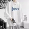 Sudadera de hombre de moda para otoño, estilo Hong Kong, top sencillo con estampado y cuello redondo, camiseta holgada de moda, prenda exterior casual versátil