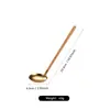 Acero Inoxidable 304 Mango de Madera de Haya Cuchara para Sopa Espátula Utensilios de Cocina Cocina Japonesa Espátula Pequeña para Freír Cuchara para Ramen Olla Caliente Concha para Sopa Colador de Aceite
