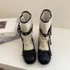 Hebilla de cinturón de 5 cm, lazo de moda, botas de caballero plisadas, modelo nuevo y moderno 2026, aumento interno de altura, estilo de ballet con plataforma