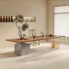 Sala de estar estilo chino juego de mesa de té y sillas de madera maciza, mesa de té simple para el hogar, mesa de café de oficina acrílica, mesa de té grande