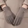 Guantes de Algodón y Cuero Grandes de Invierno para Hombres y Mujeres con Felpa Adicional Espesos Antideslizantes Cálidos para Exterior Montar Guantes Antideslizantes con Pantalla Táctil Venta al por Mayor