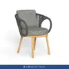 Villa Nórdica Silla de Comedor de Madera Maciza Terraza de Ocio Mesa Redonda de Teca Balcón al Aire Libre Mesa y Silla de Té Silla Creativa de Ratán Juego de Tres Piezas