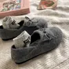Zapatos de Algodón Relajados para Mujer de Otoño e Invierno con Lazo, Estilo Slip-On, Forro Polar, Color Protector, Modernos, Artísticos, Zapatos Birkenstock Retro para Mujer