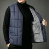 Chaleco de Algodón Cálido con Felpa para Hombre Otoño Invierno Estilo Nuevo Holgado Talla Grande Cuello en V Ropa Interior Sin Mangas Cárdigan Ropa Exterior