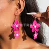 Joias Transfronteiriças Europeias e Americanas, Brincos de Flor de Liga Metálica Modernos e Elegantes, Acessórios de Colar Florais Versáteis Estilosos e de Alta Qualidade