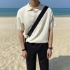 Suéter de manga curta de seda gelada masculino MYQ verão coreano moda camiseta base camisa meia manga suéter de malha suéter masculino