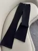Jeans Negros Micro-Campana para Mujer, Petite, Bestseller Otoño/Invierno 2026, Adelgazantes, Pierna Recta, Elásticos, No Ceñidos, Pantalones de Campana