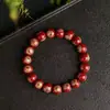 Pulsera de Cinabrio Crudo con Arena de Cristal Translúcido y Monedas Fantasma de Montaña, Pulsera Unisex, Joyería Regalo de Año Zodiacal al por Mayor