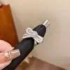 Anel Flor de Pérola~Luxo Leve Zircônia Folha Flor Pérola Anel Simples Oval Anel Nicho Personalidade Joia de Mão Mulheres