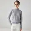 Nuevo suéter de cachemira de cuello medio alto para mujer de otoño e invierno, cachemira de cabra pura, suave y acogedor, camiseta base de punto calado blanco