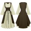 Vestido longo de renda com gola quadrada e manga bufante para mulheres europeias e americanas, vestido vitoriano