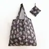 Bolsa de compras mediana a rayas con estampado de cuadros, plegable, ecológica, de nailon, estilo momia, coreana