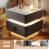 Mesa de cabeceira inteligente Luz Luxo High-end Madeira maciça 2024 com luz Novo quarto Bloqueio Pequeno Gabinete Simples Moderno