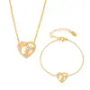 Miduoduo Joias Estilo Ins Coração Deusa do Sol Zircônia Incrustada Pingente Colar Pulseira Aço Inoxidável Banhado a Ouro Conjunto
