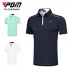 Pgm Nova Roupa de Golfe Masculina Manga Curta Verão Esportiva Camiseta Masculina Respirável Secagem Rápida Absorvente de Suor Zíper Gola